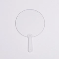 Minimalist transparent round plastic DIY fan with a frosted white handle and hang hole - Round Style / 5x5cm Fan Surface (5 Pieces/Pack) / Clear