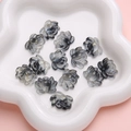 Pearly black lotus flower glass beads for DIY necklaces and handmade bracelets - Lotus Style / 21x16mm (5 Pieces/Pack) / Black Gold Glitter