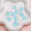 Cuentas de vidrio de loto azul translúcido con acabado perlado para bisutería DIY - Estilo de Loto / 21x16mm (5 Piezas/Paquete) / Azul con Purpurina Dorada