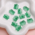 Cuentas de loto de vidrio verde translúcido para joyería DIY en una bandeja blanca - Estilo de Loto / 21x16mm (5 Piezas/Paquete) / Verde Degradado