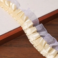 Encaje plisado de doble capa amarillo claro con organza blanca para manualidades DIY - Amarillo