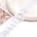 Elegante cinta de encaje de gasa blanca plisada para accesorios de pelo y decoración DIY - Blanco