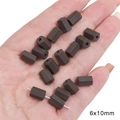 6x10mm brown hexagonal matte ceramic pumpkin beads for DIY jewelry making - 6x10mm / Small Faceted Cylinder / 5 Pieces / Dark Coffee