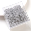Semi-transparent gray and white 10mm glass beads in a square box for DIY jewelry making - Gray (50 Pieces/Pack)