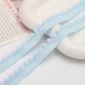 Light blue pom-pom lace ribbon trim for DIY garment sewing and decorative crafts - Width 1cm / Light Blue