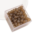 Brown jelly glass 10mm round beads with translucent finish in a clear square acrylic box - 10mm / Dark Coffee