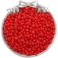 Perles d'abaque en verre rouge vif pour bijoux DIY dans un plateau argenté rétro - 5mm Trou 1mm 10g/Paquet Environ 60Pcs / Rouge