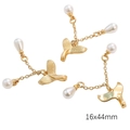 Golden whale tail pendant with white pearls, size 16x44mm for DIY jewelry making - Golden Fishtail Pearl Charm