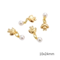 Golden bunny charm pendant with white imitation pearl for DIY jewelry making 10x24mm - Gold Ingot Jade Rabbit