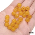 Cuentas redondas de cristal naranja ámbar de 8mm para creación de joyas DIY - 20 Piezas/Paquete / 8mm / Amarillo