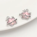 Colgantes de estrella de opale rosa con anillo planetario y cristales para joyas DIY - Estrella 15x15mm Plata Blanca Vidrio Rosa