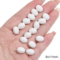 White 8x11mm faceted olive-shaped ceramic beads for DIY jewelry making and bracelet crafts - 8x11mm / Faceted Olive Bead / 5 Pieces / White