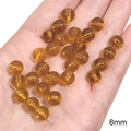 Handgehaltene 8mm bernsteinfarbene transparente Kristallperlen für DIY-Schmuckherstellung - 20 Stk./Packung / 8mm / Transparentes Gelb