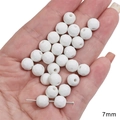 7mm faceted white pumpkin ceramic beads for DIY handmade bracelet jewelry making - 7mm / Faceted Sphere / 5 Pieces / White