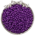 Perles à bijoux DIY en verre violet foncé opaque sur un plateau décoratif argenté - 5mm Trou 1mm 10g/Paquet Environ 60Pcs / Violet Aubergine