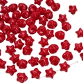 Perline rosse lucide in acrilico a forma di stella e tonde per creazione gioielli fai da te - 11x11mm (5 pezzi/confezione) / Rosso