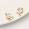 Schillernder Mondanhänger mit goldener Legierung und Strasssteinen für DIY-Schmuck - Mond Anhänger (Goldfarbe Weißes Glas)
