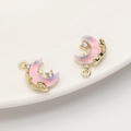 Mondsichel-Anhänger in Rosa Opal-Optik mit Goldlegierung und Zirkon für DIY Schmuck - Mond Anhänger (Goldfarbe Violettes Glas)