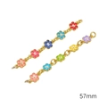 57mm gold plated flower connector link with colorful enamel petals for DIY jewelry - Colorful Daisy Connector Chain