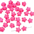 Perline a stella in acrilico rosa acceso con fori per creazione di gioielli fai-da-te - 11x11mm (5 pezzi/confezione) / Rosa intenso