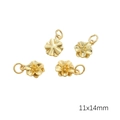 Golden flower charm pendants 11x14mm with five-petal design for DIY jewelry making - Golden 3D Cherry Blossom