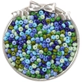 Mélange de perles en verre bleues et vertes pour la création de bijoux DIY à la main - 5mm Trou 1mm 10g/Paquet Environ 60Pcs / Bleu & Vert