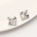 Exquisiter silberner Herzanhänger mit Aurora-Opal und funkelndem Zirkonia-Kristall - Herz Anhänger (Weiß K Farbe Blaues Glas)