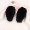 Paar süße schwarze Plüsch-Hasenohren DIY handgefertigte Accessoires auf einem Teller - Schwarz / 3x6cm (10 Stück/Packung)
