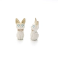 Mini white resin cat charms with gradient brown ears and blue eyes for DIY crafts - White with Coffee Ears and Bow Style / Gradient White Coffee