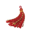 Handmade red Tibetan woven tassel accessory with colorful mixed thread and gold wire - Length about 75mm / Red