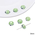 Green ceramic 9mm round evil eye beads with white stripes for DIY bracelet making - Eye Abacus Bead (9mm)