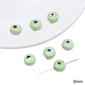 Green 8mm evil eye ceramic beads for handmade DIY bracelets and craft jewelry making - Eye Flat Round Bead (8mm)