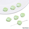 Light green shell-shaped ceramic beads for DIY jewelry making with pearl luster finish - Shell (12x10mm)