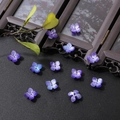 Ciondoli fatti a mano a forma di fiore viola sfumato in acetato perlato - 10 Pezzi/Confezione (14mm) / Blu viola