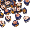 Blauwe emaille zongzi bedeltjes met gouden rand en gelukssymbool voor diy sieraden - Driehoek Rijstbal / 11x11mm / Saffierblauw