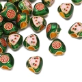 Groene emaille Zongzi bedel met Fu-karakter en poppenhoofd voor DIY-sieraden - Driehoek Rijstbal / 11x11mm / Groen