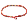 Multicolor gevlochten armband met rood koord en roze kraalsluiting voor DIY - Vijfkleurig Gevlochten Touw (Fijn) / 21cm / Kleurrijk