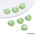 Polished light green heart-shaped ceramic beads for jewelry making 17x15mm - Large Heart (17x15mm)