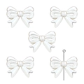 Creamy white acrylic bow beads with pearl finish and vertical hole for DIY jewelry making - 29x22mm (Hole approx 2mm) 4 Pcs/Pack / Pearl White