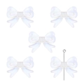 Five pieces of pearl white acrylic bow-shaped beads for DIY jewelry with vertical holes - 29x22mm (Hole approx 2mm) 4 Pcs/Pack / Clear