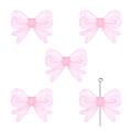 Five translucent pink acrylic twisted bow beads for DIY jewelry making and necklaces - 29x22mm (Hole approx 2mm) 4 Pcs/Pack / Pink