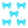 Five light blue translucent acrylic bow beads with vertical holes for DIY jewelry - 29x22mm (Hole approx 2mm) 4 Pcs/Pack / Lake Blue