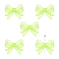 Fluorescent yellow acrylic bow beads for DIY jewelry making set of five pieces - 29x22mm (Hole approx 2mm) 4 Pcs/Pack / Green