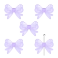 Translucent purple acrylic bow beads with horizontal holes for DIY jewelry making - 29x22mm (Hole approx 2mm) 4 Pcs/Pack / Purple