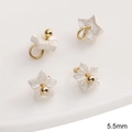Matte white star-shaped resin charms with gold center and metal ring in 5.5mm size - 5 Pcs/Pack / 5.5mm Small Bauhinia White