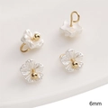 Set of four 6mm white resin osmanthus flower charms with gold cores for DIY jewelry - 5 Pcs/Pack / 6mm Large Plum Flower White