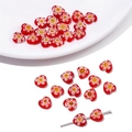 8mm rote Herz-Glasperlen mit weißem Blumenmuster für die DIY-Schmuckherstellung - 8mm / Rot