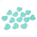 DIY heart-shaped smiley face beads in mint blue acrylic for handmade jewelry making - 20x18x8mm Hole Diameter 3mm (10 Pieces/Pack) / Green