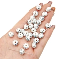 Hand holding pumpkin-shaped ceramic beads with blue marble ink texture for DIY jewelry - 10mm (6pcs) / White and Grey