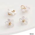 Set of four 8mm white resin flower charms with gold centers for DIY jewelry making - 5 Pcs/Pack / 8mm Large Bauhinia White